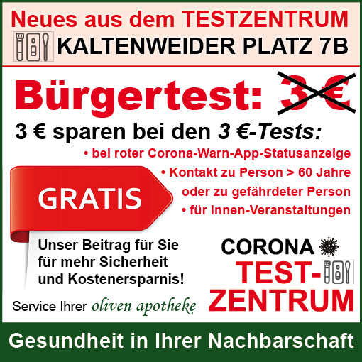 3 Euro-Bürgertest bei uns im Testzentrum in Langenhagen-Kaltenweide gratis